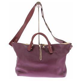 Sac cabas Chloé en cuir bordeaux Bordeaux