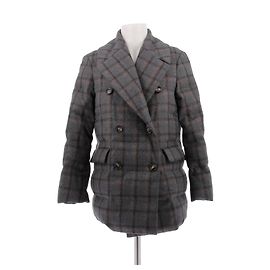 Blazer xadrez Brunello Cucinelli de lã cinza Cinza