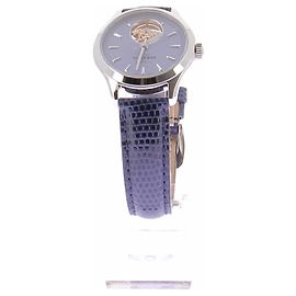 Autre Marque Reloj automático con correa de lagarto azul Azul