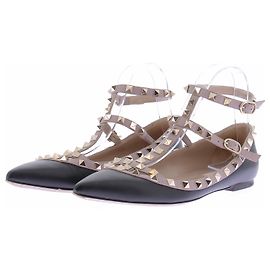 Sapatilhas Rockstud Valentino Garavani em pele preta Preto