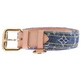 Cintura Louis Vuitton in denim blu 90 cm Blu