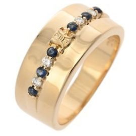 Céline Celine 18K Yellow Gold Diamond and Sapphire Band Ring Other