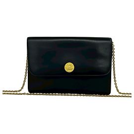 Céline Borsa a tracolla in pelle Celine Vintage Medallion Circle Globe Logo Hardware Nero