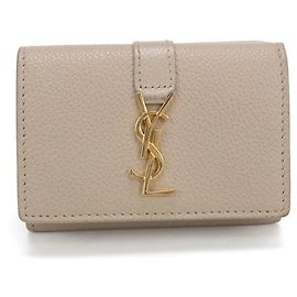 Saint Laurent Tri-Fold Wallet Beige