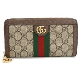Gucci Ophidia Zip-Around Wallet Beige