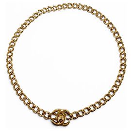 Collier Chanel Vintage 96A Coco Mark Turnlock Doré