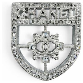 Spilla Chanel B15B in strass argento Argento