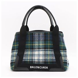 Balenciaga Navy Cabas Handbag Black Green