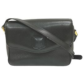 Céline Celine Black Leather Shoulder Bag Black