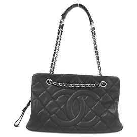 Borsa a tracolla Chanel 50755 in pelle di vitello granulata nera Nero