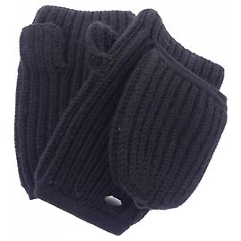 Hermès Wool Mittens Black Black