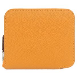 Hermès Hermes MORS & CO Cartera compacta de seda Naranja