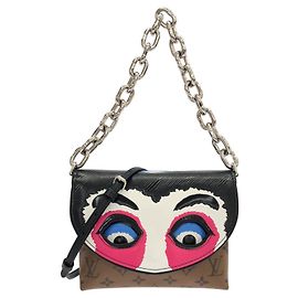 Pochette de Alça Louis Vuitton Monogram Kabuki Mask Marrom Fuschia