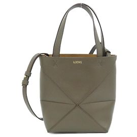 Mini sac cabas Loewe Puzzle Fold Vert Kaki