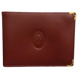 Cartier Bordeaux Leather Bill Wallet Dark red