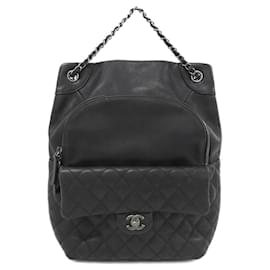 Chanel Black Leather Backpack Black
