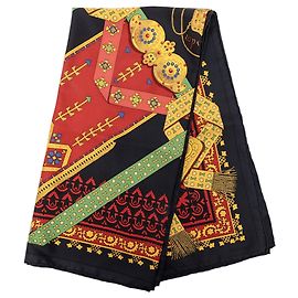 Sciarpa in seta Hermès Black Brins d Or 90 Nero