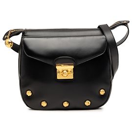 Salvatore Ferragamo Borsa a tracolla Ferragamo in pelle nera con borchie Nero