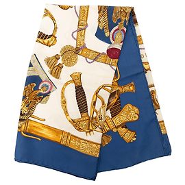 Lenço de seda Hermès White Grand Uniforme 90 Outro