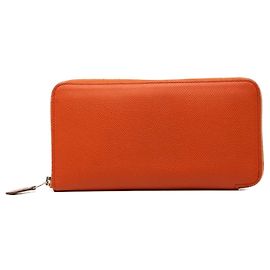 Hermès Orange Epsom Silk In Classique Long Wallet Orange