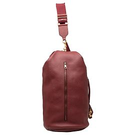Gucci Red Grained Leather Vertical Zip Sling Bag Red Dark red