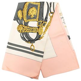 Lenço de seda Hermès White Brides de Gala 90 Rosa Outro