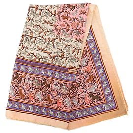 Pañuelo de seda Hermès White Chasse en Inde 90 Blanco Crudo