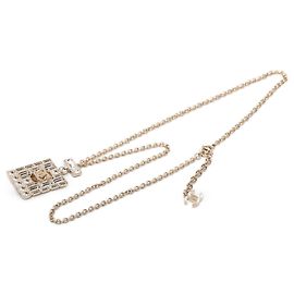 Collier pendentif flacon de parfum Chanel Gold CC plaqué or et strass Doré Autre