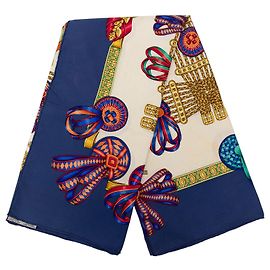 Hermès Seidentuch Blue Les Rubans du Cheval 90 Blau