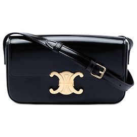 Céline Borsa a tracolla Celine Triomphe Claude in pelle di vitello lucida nera Nero