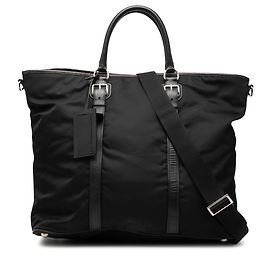 Sac cabas ouvert convertible Tessuto avec bordure en Saffiano noir Prada Noir