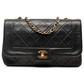Chanel Black Medium Lambskin Diana Full Flap Nero