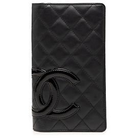 Chanel Black Quilted Lambskin Cambon Ligne Bifold Wallet Black