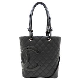 Chanel Black Medium Lambskin Cambon Ligne Tote Noir