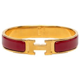 Hermès Clic H Armband in rotem Email schmal PM Rot Andere