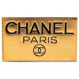 Chanel Gold CC Logo Plate Brosche vergoldet Golden