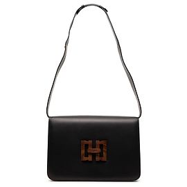 Salvatore Ferragamo Borsa a tracolla Gancini in pelle nera e legno Ferragamo Nero