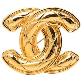 Chanel Gold CC gesteppte Brosche vergoldet Golden