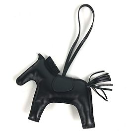 Hermès HERMES Horse Cheval So Black Rodeo GM Accessory Bag Charm Keychain Black
