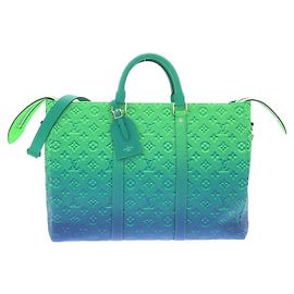 Tote Keepall em couro Taurillon Illusion Louis Vuitton Azul Verde claro