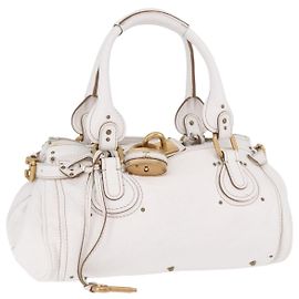 Chloé Chloe Paddington Lock Handbag Leather Medium White