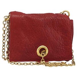 Saint Laurent Chain Shoulder Bag Leather Small Red