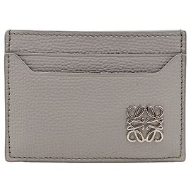 Loewe Gray Leather Card Case Brown