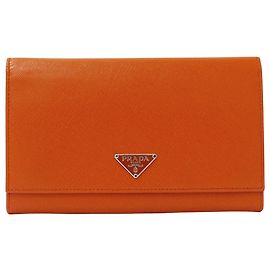 Prada Saffiano Leder Langgeldbörse Orange Orange