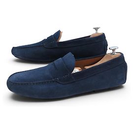 NEW JM WESTON DRIVING LOAFERS 9D 43 + DUST BAG Navy blue