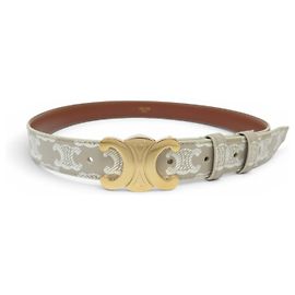 Céline NOVA CINTURA CELINE TRIOMPHE 25MM 45AK9 2ANK 02GR T70 BEGE EM COURO Bege