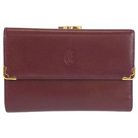 Portefeuille compact en cuir Cartier Must Line Rouge