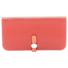 Hermès Hermes Dogon Long Bifold Wallet Leather Red