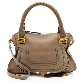 Chloé Bolsa Marcie Medium em couro de bezerro Chloe Marrom Bege