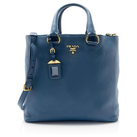 Prada Vitello Phenix N/S Tote Blue